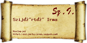 Szijártó Irma névjegykártya